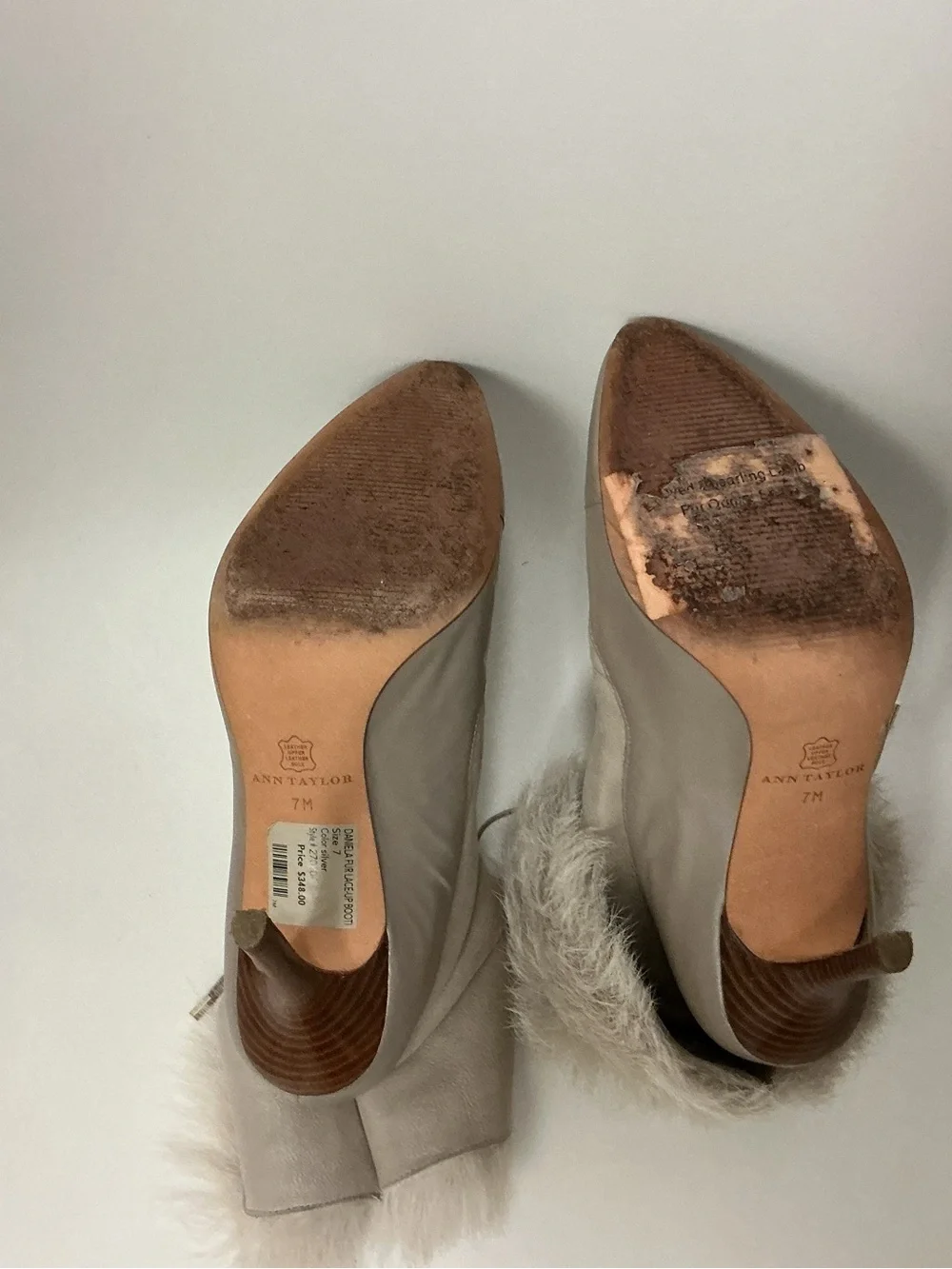 Ann Taylor Daniela Fur Lace-Up Booti size 7